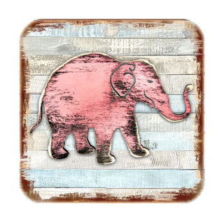 Elephant Wooden Cork Coasters Gift Set of 4 by Nature Wonders - Nature Wildlife Decor - 8198229-9C-S4