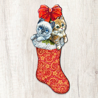 Kitty Cats Christmas Stocking Christmas Door Decor by G. DeBrekht - Christmas Santa Snowman Decor - 8114021H