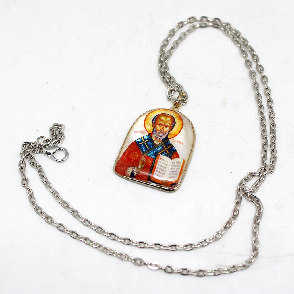 One-of-a-Kind Mother of Pearl Lacquered Miniature Jewelry Pendant 1 x 1.25