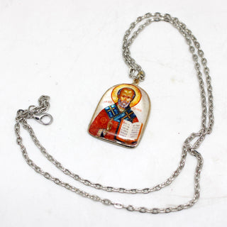 One-of-a-Kind Mother of Pearl Lacquered Miniature Jewelry Pendant 1 x 1.25