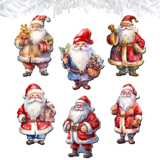 Santa Clip-On Eco Wood Decorative Ornaments Set of 6 by G. Debrekht - Christmas Decor - 8090009C-S6