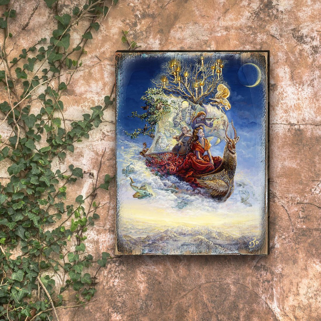 Ship of Dreams Fantasy Wooden Wall Art by Josephine Wall - Fantasy Decor - 852137-JW