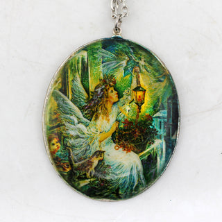 One-of-a-Kind Mother of Pearl Lacquered Miniature Jewelry Pendant 1.25 x 1.25 by G.DeBrekht Unique Handmade Gift Collectible and Home Decoration