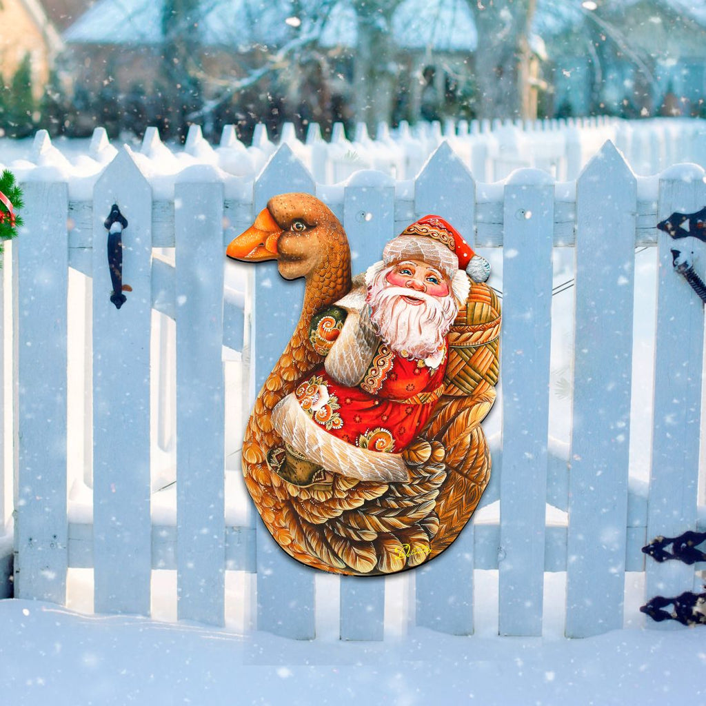 Christmas Goose Santa Christmas Door Decor by G. DeBrekht - Christmas Santa Snowman Decor - 8121633H