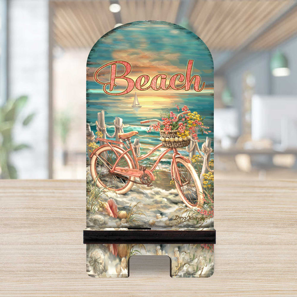 Bicycle by Sea Coastal Cell Phone Stand Wood Mobile Tablet Holder Charging Station Organizer - 892079-DG