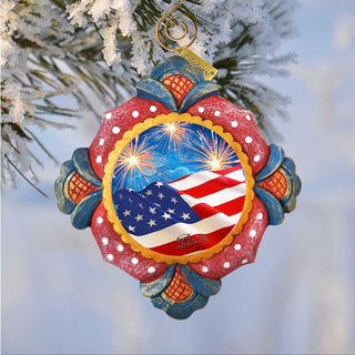 Patriotic Fireworks Sculpted Hand-Painted Christmas Ornament by G. DeBrekht - American Christmas Decor - 6103403