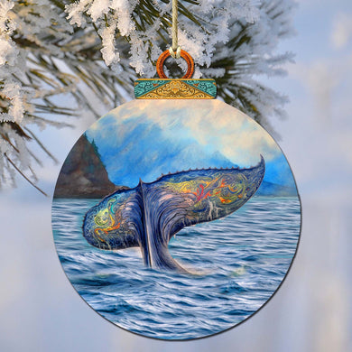 Rainbow Humpback's Tail Wooden Ornaments by G.Debrekht - Wildlife Holiday Decor - 870044