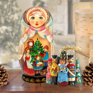 Christmas Night Treasure Hand-Painted Doll with Set of Wooden Ornaments by G. DeBrekht - Christmas Decor - 110734