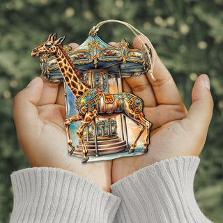 Carousel Giraffe Wooden Ornaments by G. Debrekht Christmas Decor - 8611028