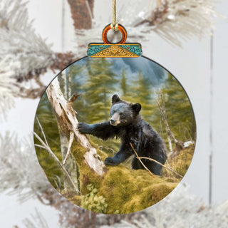 Playful Black Bear Cub Wooden Ornaments by G.Debrekht - Wildlife Holiday Decor - 870071