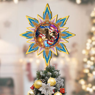 American Patriotic Eagle Tree Topper Wooden Decor by D. Gelsinger -Patriotic Holiday Decor - 89515-DG