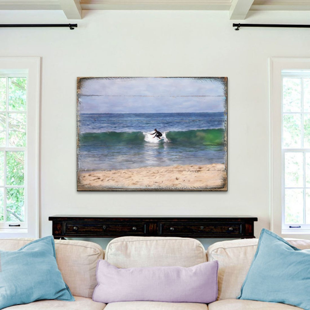 Surfer at the Shore Wooden Coastal Wall Art by Nature Wonders - Coastal Sea-Life Decor - 95227-2B
