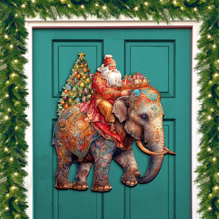 Santa on Elephant Holiday Door Decor by G. Debrekht - Christmas Decor - 8611043-2H