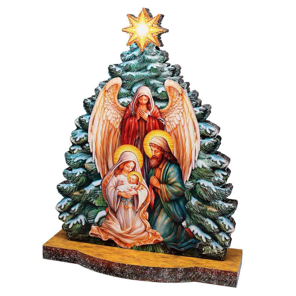 Graceful Angel Nativity Limited Edition Wooden Figurine by G. Debrekht - Centerpiece for Holiday Decor - 89306