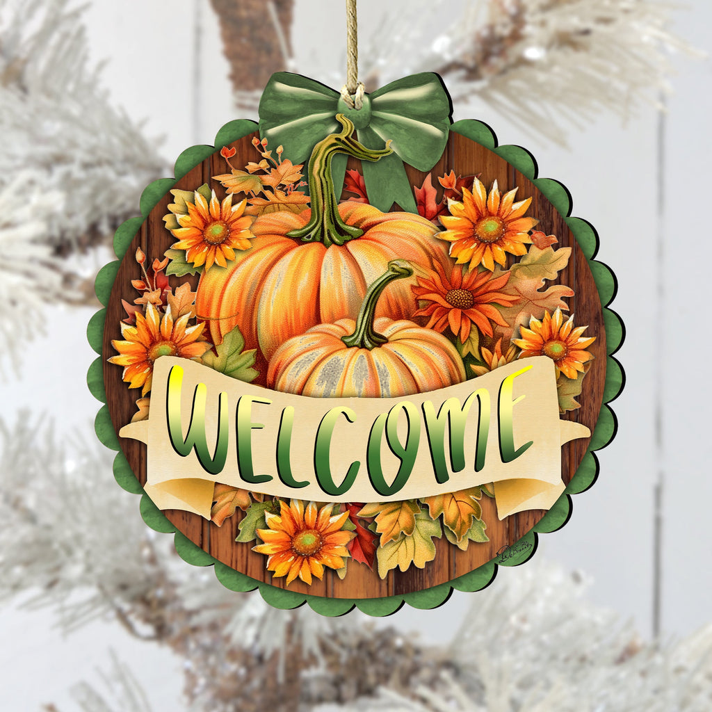 Welcome Wooden Ornaments by G. Debrekht Thanksgiving Halloween Decor - 933123