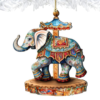 Carousel Elephant Wooden Ornaments by G. Debrekht Christmas Decor - 8611029-2