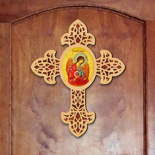 Archangel Michael Pointy Wooden Cross by Museum Icons - Inspirational Icon Decor - 88327