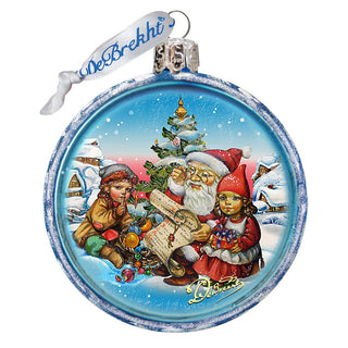 Christmas Tale Glass Ornament by G. DeBrekht - Christmas Santa Snowman Decor - 73352C
