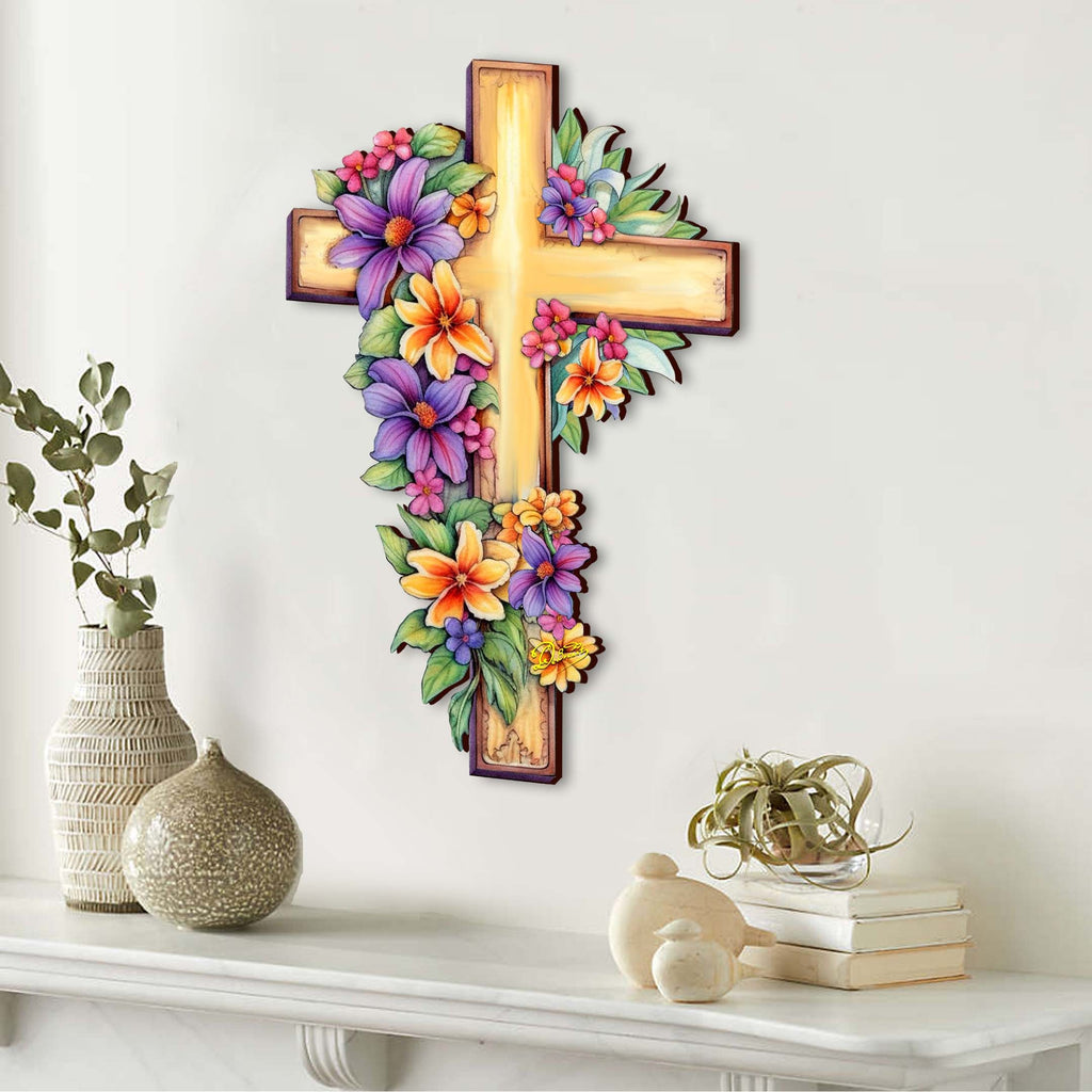 Garden Serenity Wooden Cross by G. Debrekht - Easter Spring Decor - 88168