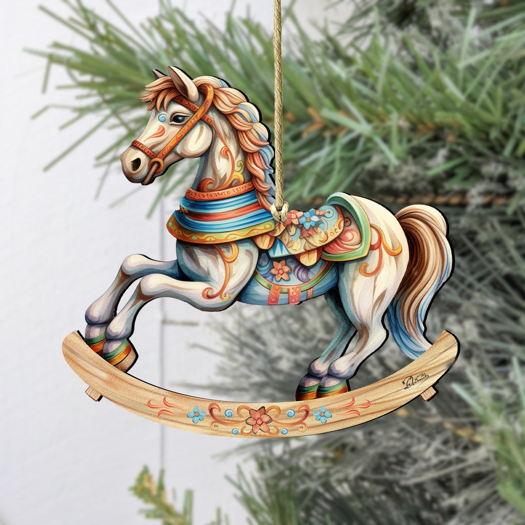 Rocking Horse Wooden Ornaments by G. Debrekht - Christmas Decor - 8100196-1