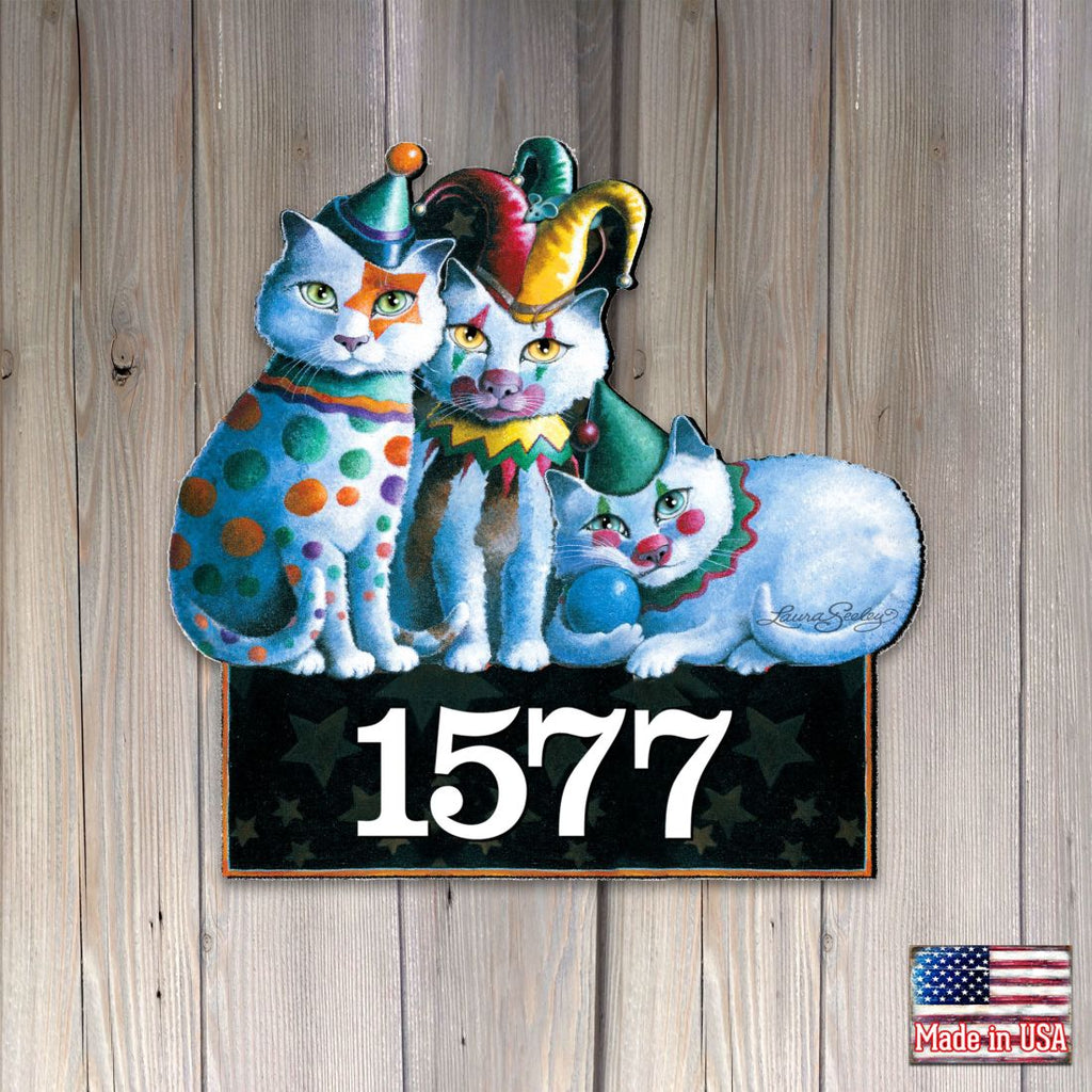 The Cats Performance Personalized House Number Sign by Laura Seeley - Pets Dog and Cats Decor - Handcrafted Wooden Handcrafted Wooden Handcrafted Wooden Address Sign - MA8512072-LS