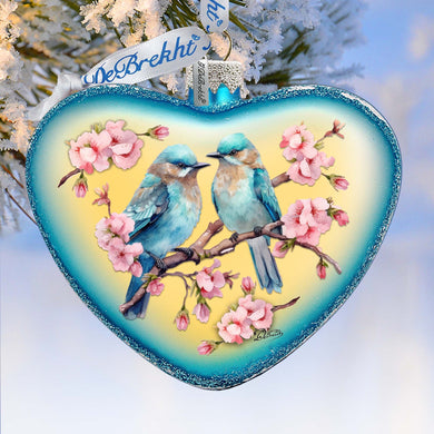Blooming Love Heart Glass Ornament by G. Debrekht Christmas Decor - 753-014