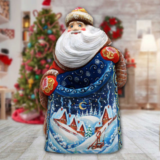 Christmas Night Santa Hand-Painted WOODCARVED Masterpiece Figurine by G. DeBrekht - Christmas Decor - 8203024 *** PRE-ORDER - Handmade Just for You! ***