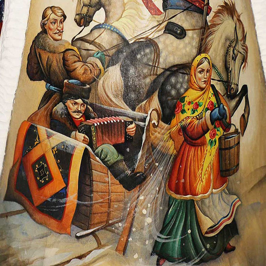 Sleighing Family Santa Hand-Painted WOODCARVED Masterpiece by G. DeBrekht - Wildlife Holiday Decor - L291363