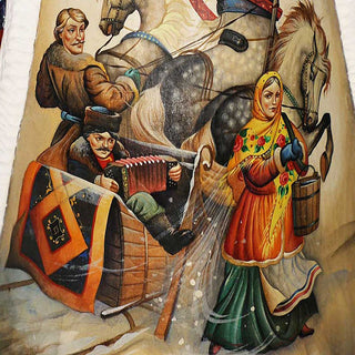 Sleighing Family Santa Hand-Painted WOODCARVED Masterpiece by G. DeBrekht - Wildlife Holiday Decor - L291363