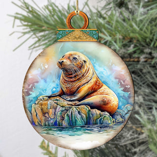 Sea Lion Wooden Ornaments by G.Debrekht - Wildlife Holiday Decor - 8710127