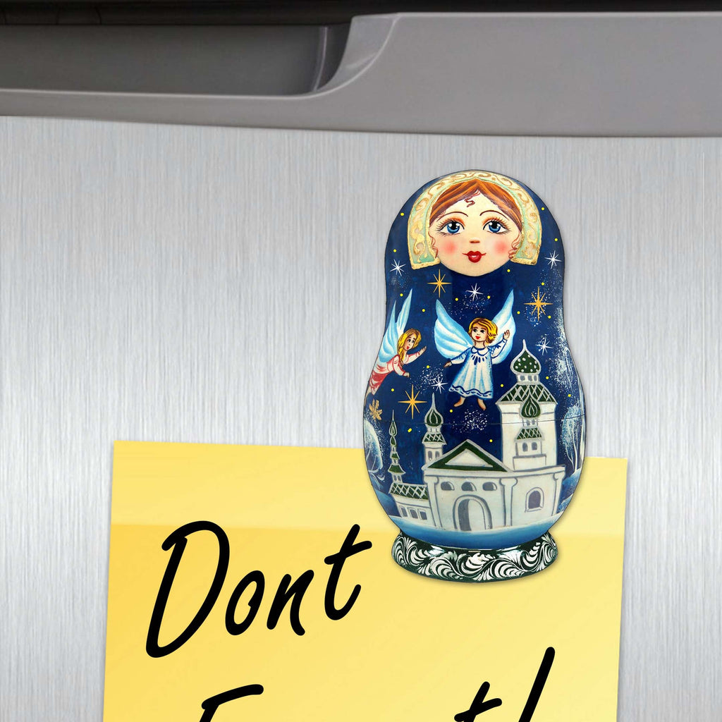 Nested Dolls Decorative Eco Wood Magnets Set of 6 by G. Debrekht - Christmas Decor - 8090130G-S6