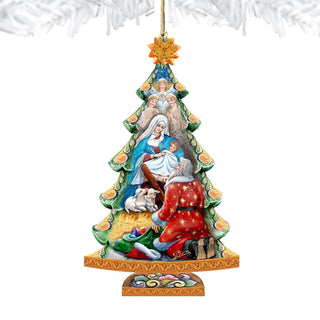 Adoration Nativity Tree Wooden Ornaments by G. DeBrekht - Nativity Holiday Decor - 8128833