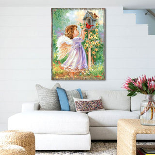 Angels Are Near Wooden Wall Art by D. Gelsinger - Nativity Holiday Decor - 95678B-DG