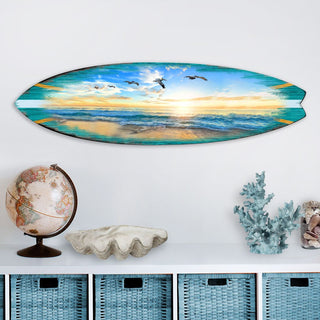 Sunset Surfboard Coastal Door Art by G. DeBrekht - Coastal Sea-Life Decor - 8490103HS