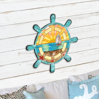 Captains Wheel Coastal Outdoor Door Decor by G. DeBrekht - Coastal Holiday Decor - 8198536H
