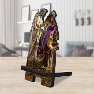 Three Kings Nativity Cell Phone Stand Inspirational Decor Wood Mobile Tablet Holder Charging Station Organizer - 892088C-DG