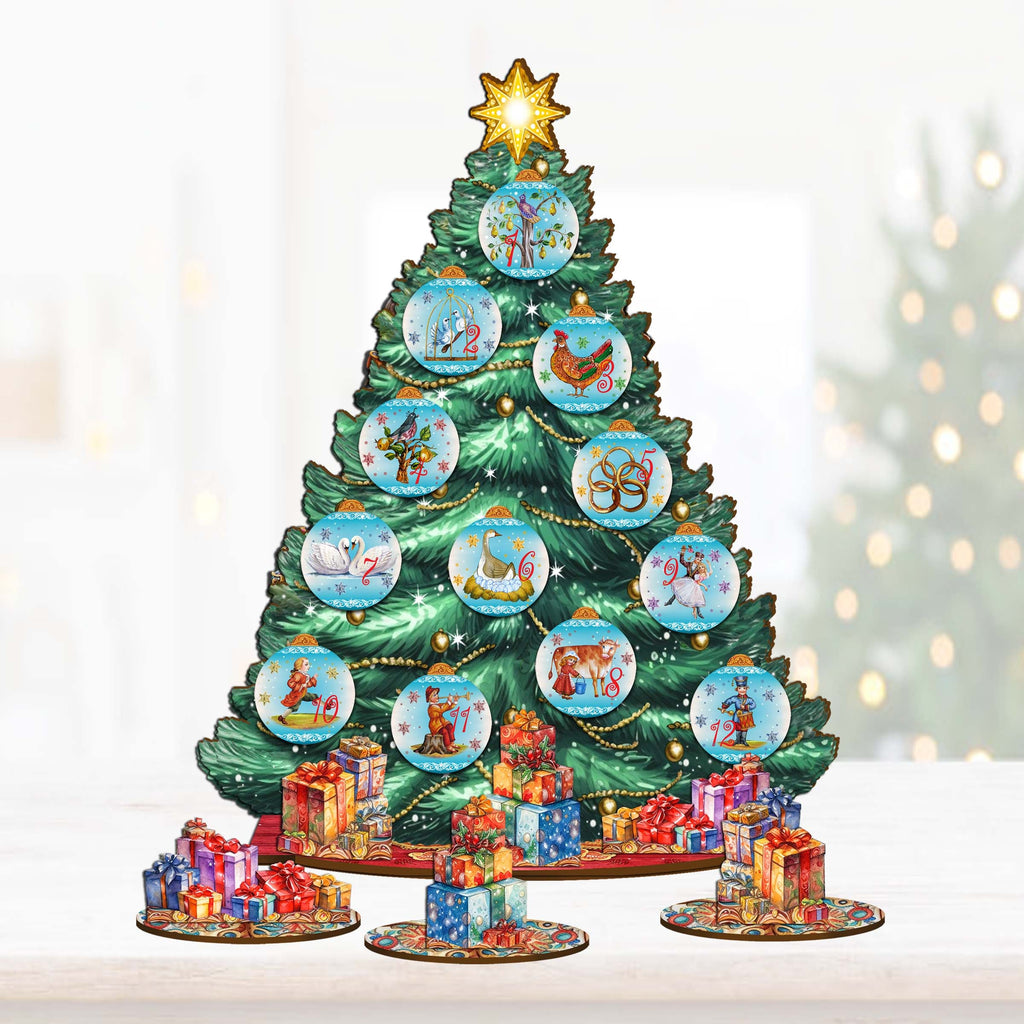 Twelve Days Christmas Tree Eco Wood Set by G.DeBrekht Christmas Decor - 8091502