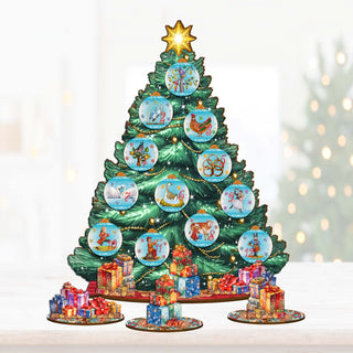 Twelve Days Christmas Tree Eco Wood Set by G.DeBrekht Christmas Decor - 8091502