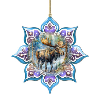 Moose Snowflake Wooden Ornaments by G. Debrekht - Nature Wildlife Decor - 8688414