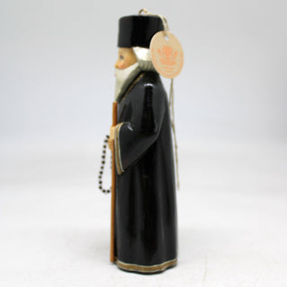 One-of-a-Kind Priest WOODCARVED Ornament 5.5x1.5x2