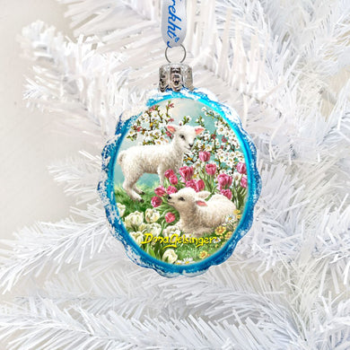 Easter Lambs Mercury Glass Ornament by D. Gelsinger - Easter Spring Decor - 778112-DG