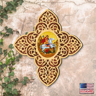 St. George Filigree Wooden Cross by Museum Icons - Inspirational Icon Decor - 88413