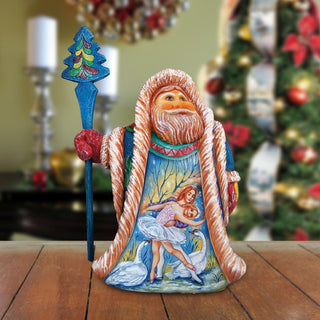 Swan Lake Scene Santa Handcrafted Christmas Figurine - G. DeBrekht - Christmas Santa Snowman Decor - 532328