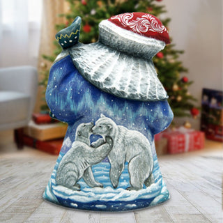 Polar Cubs Santa Hand-Painted WOODCARVED Masterpiece by G. DeBrekht - Wildlife Holiday Decor - 8215011 *** PRE-ORDER - Handmade Just for You! ***