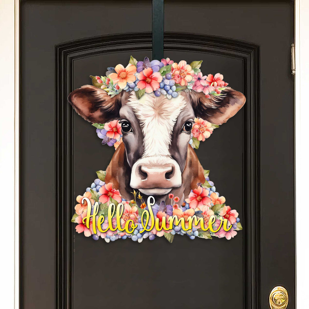 Front door welcome sign Hello Summer Front porch Summer wreath Main entrance banner Flowers Welcome sign - Wooden front porch decor - 933111H