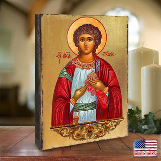 Saint Stephen Wooden Gold Plated Religious Christian Sacred Icon - Inspirational Icon Decor - 85056