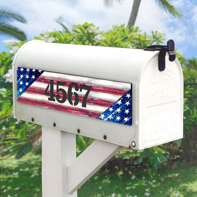American Flag Wooden Personalized House Number Sign - American Patriotic Decor - Address Sign - MA85099-2