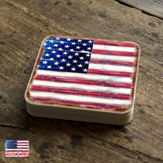 American Freedom Wooden Cork Coasters Gift Set of 4 by Nature Wonders - American Patriotic Decor - 8185099C-S4