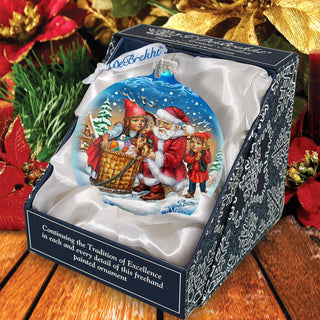 Christmas Ball Glass Ornament by G. DeBrekht - Christmas Santa Snowman Decor - 73367