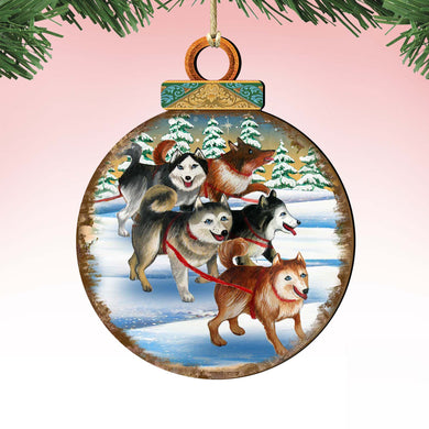 Husky Ball Wooden Ornaments by G. DeBrekht - Christmas Decor - 8025378